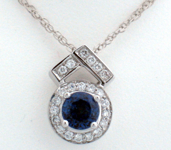 14k Sapphire and Diamond Pendant with chain | Brocks Jewelers