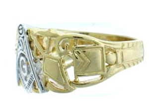 Solid Gold Freemason Band Ring Handcraft Mens Womens 