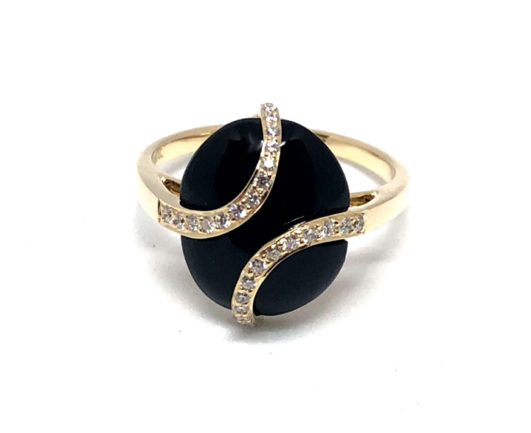 14k Black Onyx and Diamond Ring Brocks Jewelers