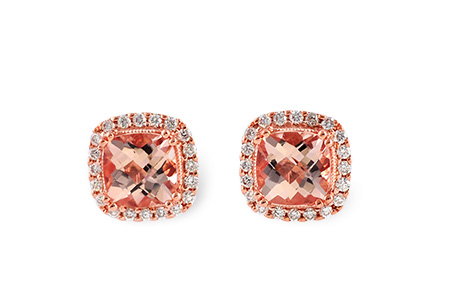 14k rose gold Morganite and diamond earrings - Brocks Jewelers