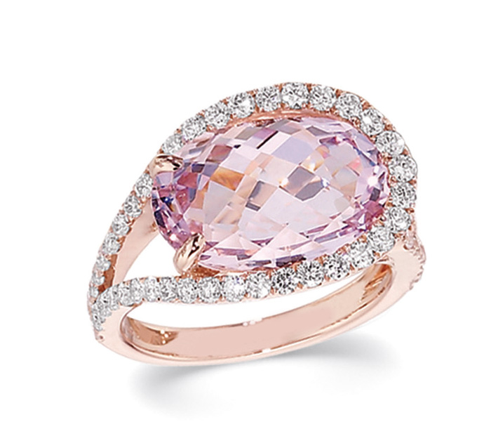 18k Rose Quartz & Diamond Ring (wcr35) - Brocks Jewelers