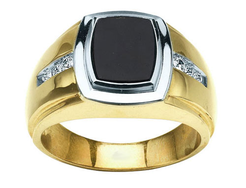 14k Black Onyx and Diamond Ring Brocks Jewelers