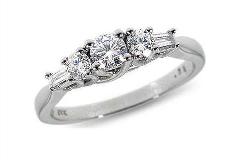 3 stone ring with baguettes