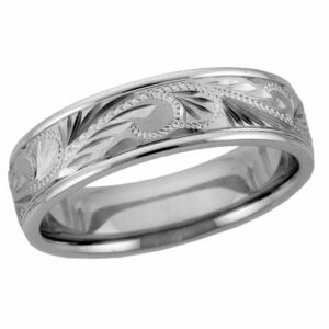 Brock & Co. Solid Gold Comfort fit hand engraved Wedding band your ...