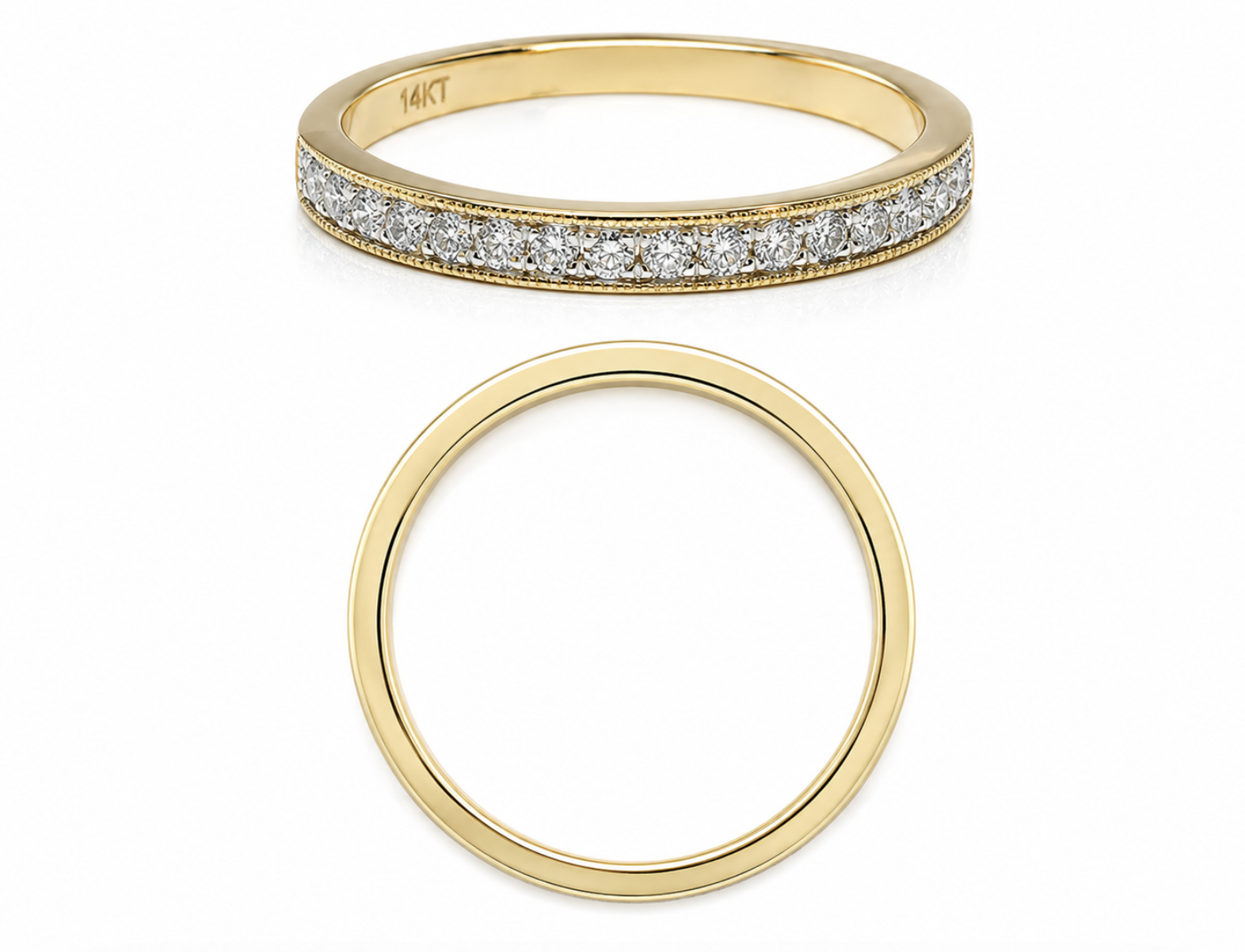 14k white or yellow gold milgrain design 17 stone diamond band .15ctw (WSR223-15) - Image 2