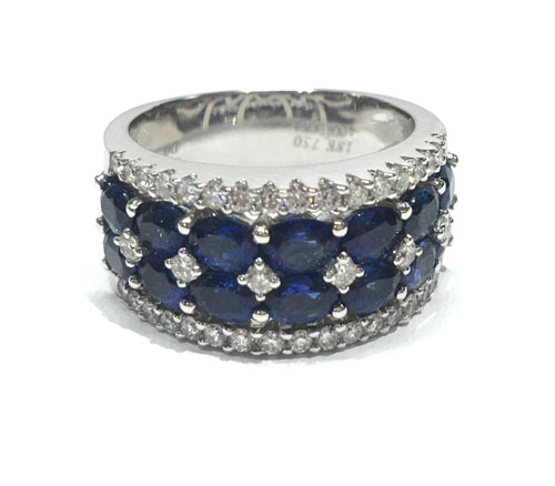 18KW sapphire and diamond wide band MUST SEE!! (CR366-r) - Brocks Jewelers