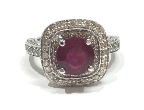 14KW gold diamond and ruby ring (CR339) - Brocks Jewelers