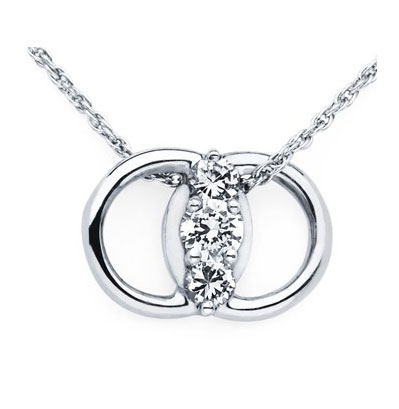 white or yellow gold 3 stone diamond marriage symbol pendant with chain ...