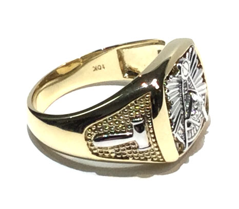 14K Yellow Gold Masonic Ring with Black Onyx Stone & Diamond - Port City  Jewelers