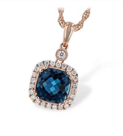 14k white or rose gold London blue topaz and diamond pendant (N7942AK ...