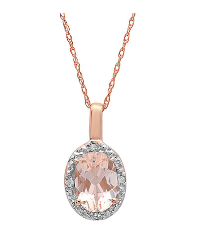 10k rose gold morganite and diamond pendant with chain (wpd135 ...