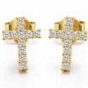 10k white or yellow gold cross diamond stud earrings .25ctw (WER2042)