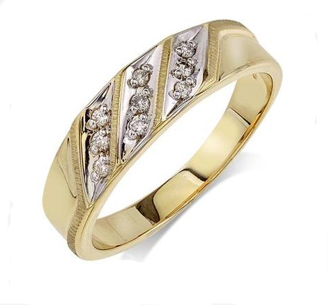 Men's Created Sapphire & Lab Grown Diamond Ring in 10k Yellow Gold