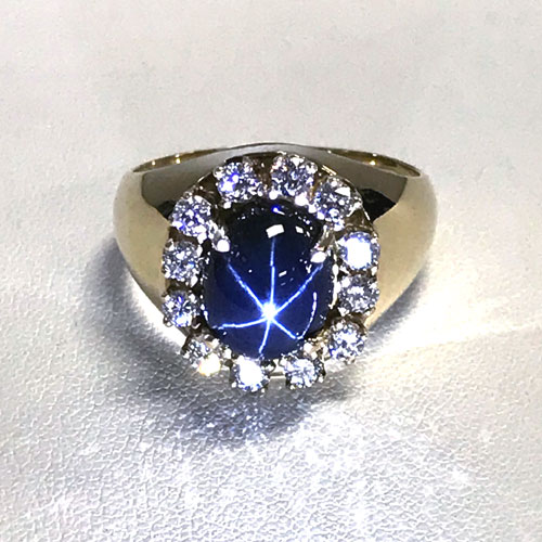 Adamo Blue Star Sapphire and Diamond Design Ring For Men - Bijouterie  Langlois