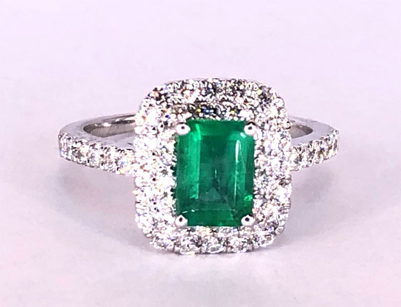 14 karat white gold emerald and diamond ring (wcr113) - Brocks Jewelers