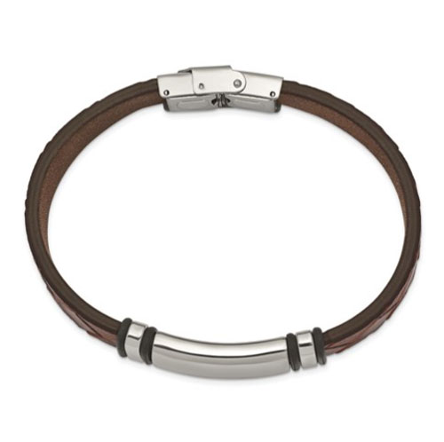 Thick Stainless Steel Plate Leather Bracelet – Rubyard