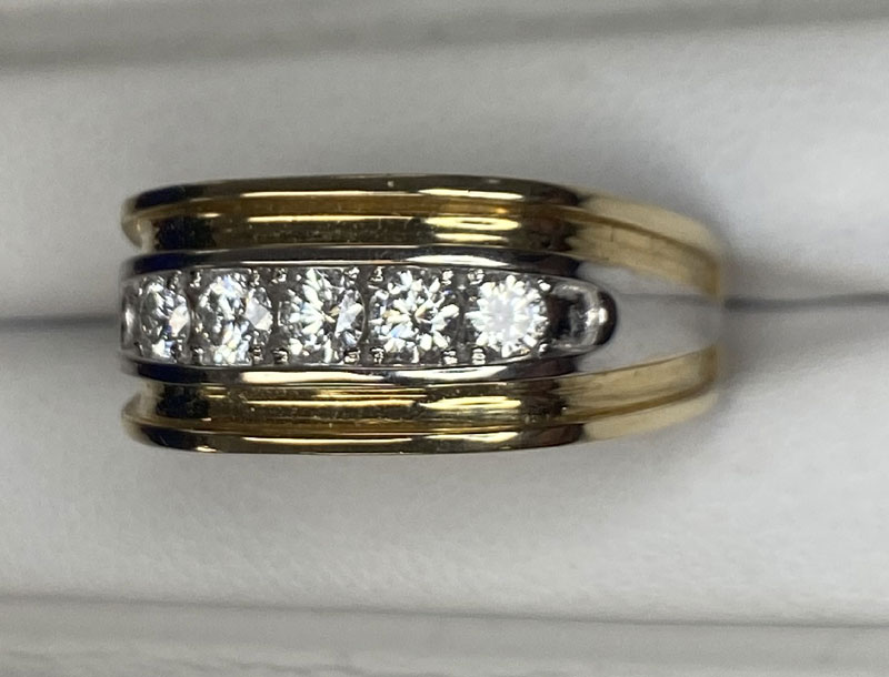 14 karat two-tone .50ctw men's 5 stone diamond ring (wgr571) - Brocks ...