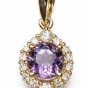 white or Yellow gold gemstone and diamond pendant 5.0mm (WPD241)