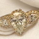 14k white gold pear shape halo pear sides semi-mounting (WSR208)