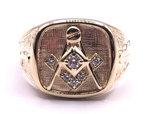 Real 14kt Yellow Gold AA Diamond Men's Masonic Ring Size: 10; for Adults  and Teens; for Women and Men - Walmart.com