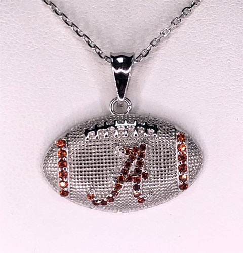 925 sterling silver Football necklace with silver adjustable pendant chain (WPGR24)