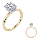 14 karat gold oval hidden halo classic solitaire engagement ring .12ct halo diamonds (WSR250)