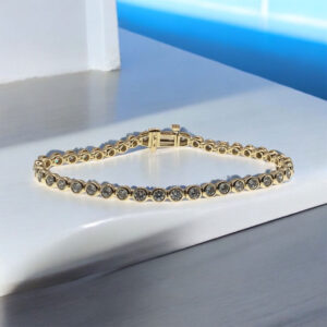 14k white or yellow gold bezel set diamond bracelet 3.00ctw (WBRC77) - Image 4