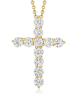 white or yellow gold 14k 1/2ctw 11 stone round diamond cross necklace with adjustable chain (WPD231)