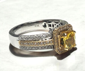 14k white and yellow gold natural high quality yellow sapphire and diamond ring .78ctw (WCR47) - Image 3