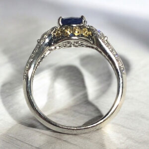 14 karat white and yellow gold Sapphire and Diamond ring 1.62ctw with 1.22carat Madagascar sapphire (SR720) - Image 4