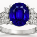 14k white or yellow gold Sapphire and Diamond ring 8x6mm sapphire (WPRL2S)