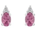 10k gold 5x3mm oval gemstone of your choice and diamond earrings (WER2052)