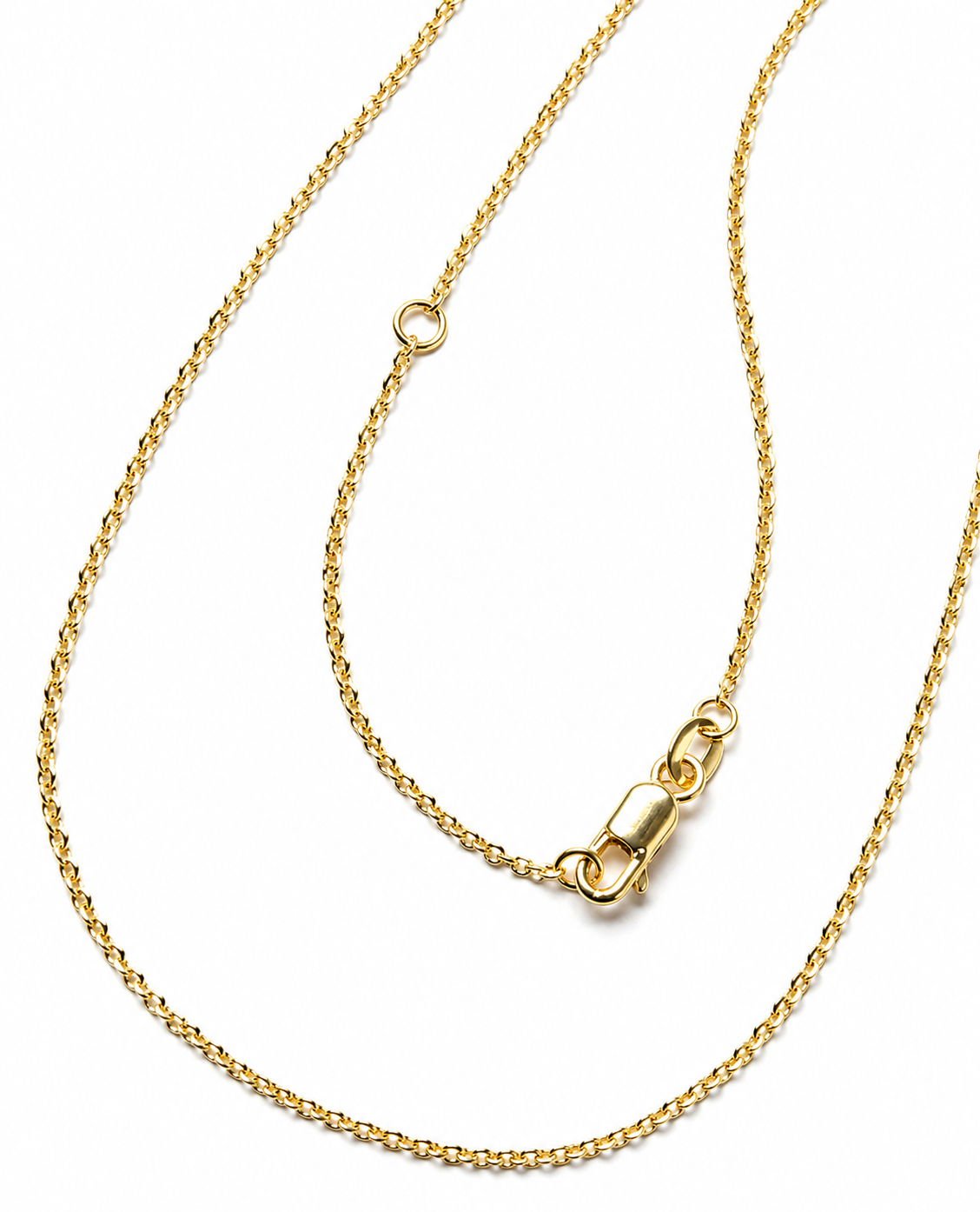 14k white or yellow gold adjustable 16-18inch 1.1mm diamond cut cable pendant chain with lobster clasp (WCH33)
