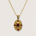14k yellow gold victorian style custom gemstone pendant set with 5 AAA quality natural ruby gemstones (WPD248)