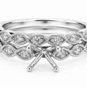 14k yellow or white gold .42ctw diamond wedding set with matching band (choose your own center stone) (WSR269)