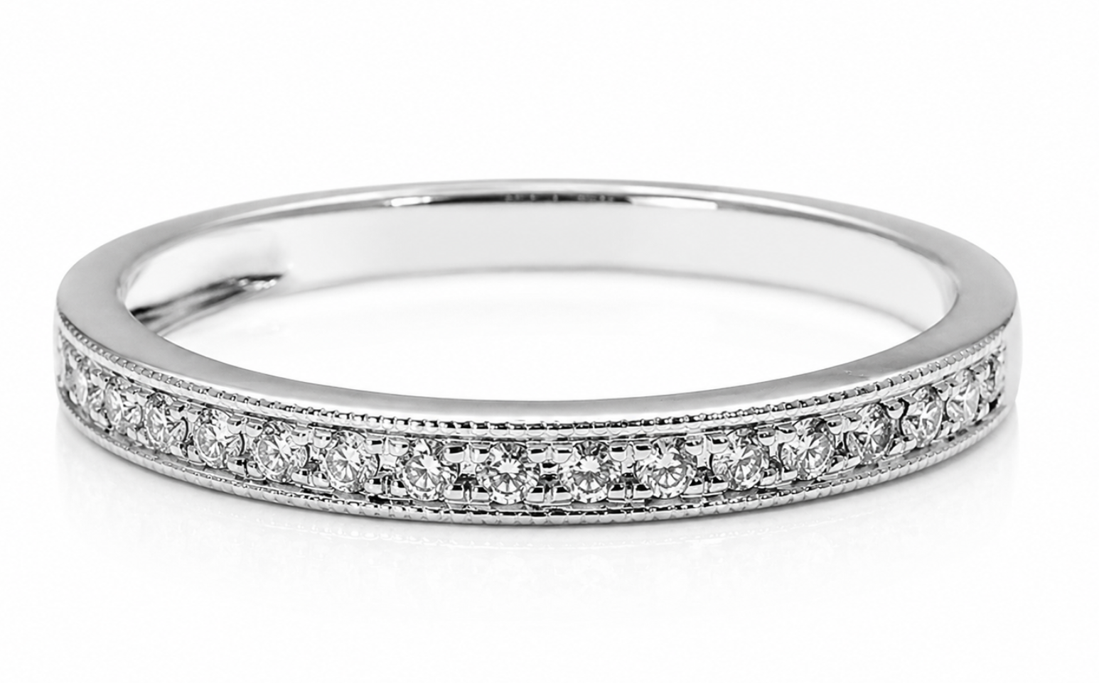 14k white or yellow gold milgrain design 17 stone diamond band .15ctw (WSR223-15) - Image 5