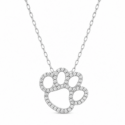 Sterling Silver Puppy Paw cz pendant with adjustable 16 - 18 inch chain(WPGR32)