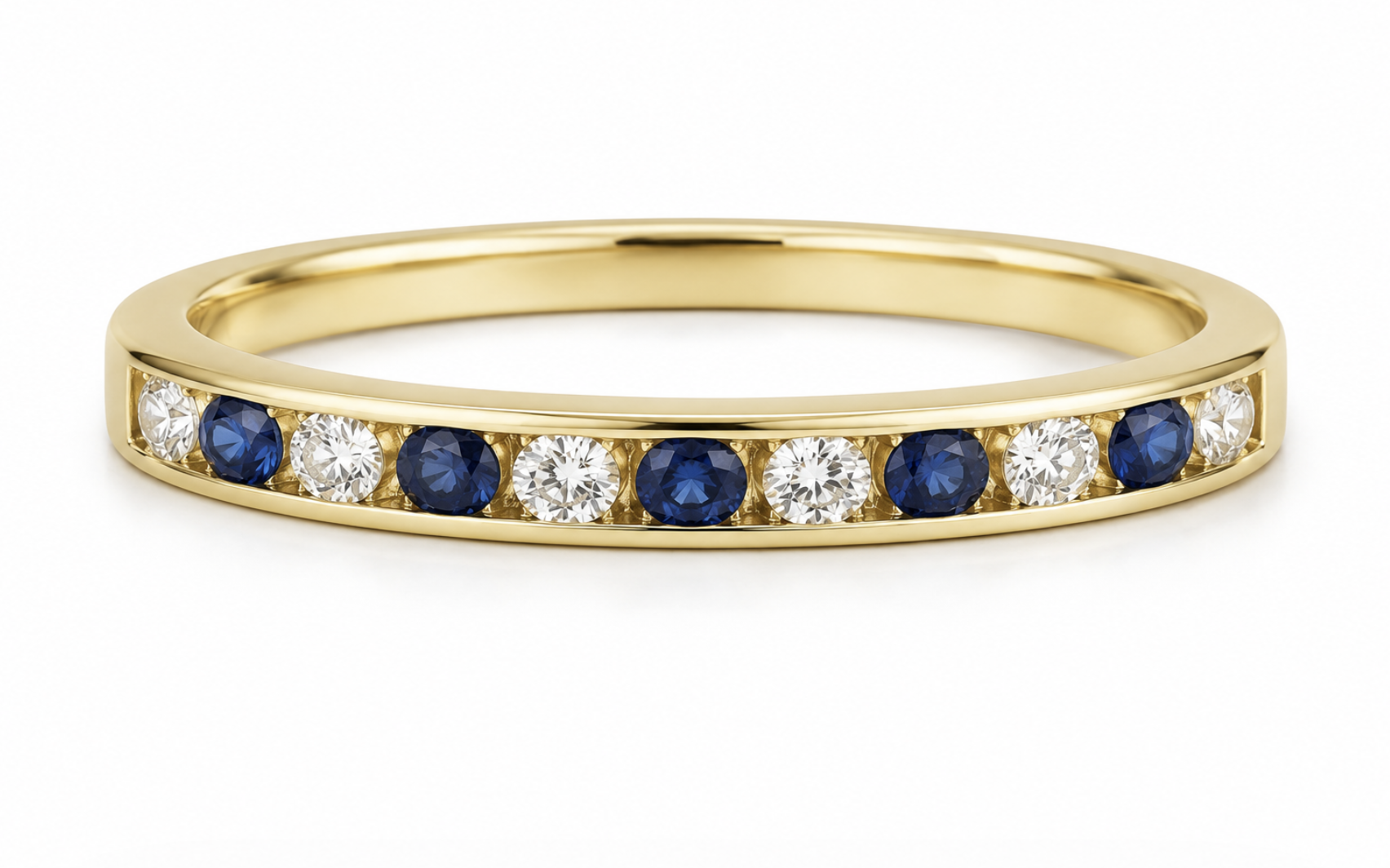 10k White or yellow gold 11 stone channel set Ruby, Sapphire, or Emerald and Diamond band (WCR168)