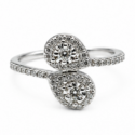 14 karat white or yellow gold pear shape halo bypass diamond ring .50ctw (WDR188)