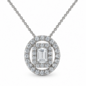 14 karat white, yellow, or rose gold emerald cut and round diamond pendant Diamond Heart pendant 1.63ctw .75center (WPD252)