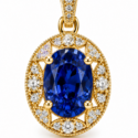 14k white, yellow, or rose gold 7x5mm oval shape Gemstone of your choice and Diamond pendant (WPD254)