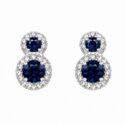 Sterling Silver ,LAB Grown Sapph. (.58) and NAT Diamond (.12ct) Earrings(60 Stones Total) WLB18